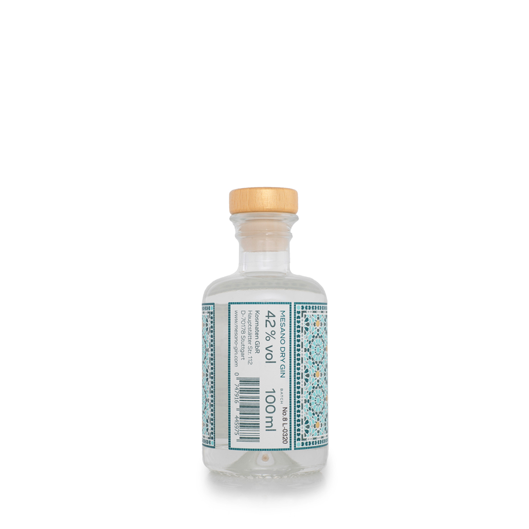 MESANO Dry Gin & Vermouth 10cl Flasche (Rücken)